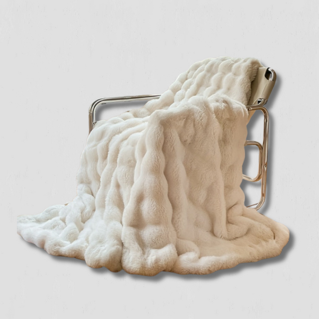 Bubble Fleece Throw Blanket  Premium Faux Rabbit Fur Design - Product showcase