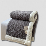 Quilted Fleece Blanket  Reversible Gray Sherpa Throw - Product showcase