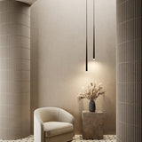 Modern LED Pendant Light  Slim Black Adjustable Suspension - Product showcase