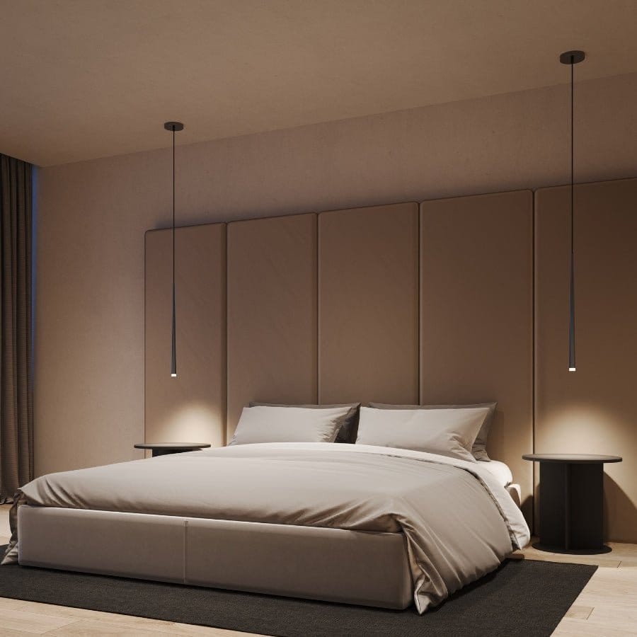 Modern LED Pendant Light  Slim Black Adjustable Suspension - Detailed view