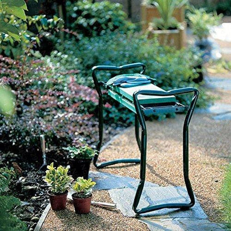 Garden Kneeler Bench  Foldable Steel Frame With Waterproof Cushion - Product showcase