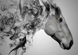 Horse and smoke art design file showing intricate black and white pattern details