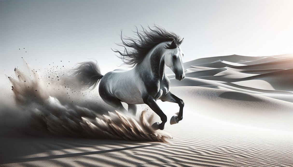 Horse wallpaper design file showing detailed desert runner pattern with flowing mane and sand particles
