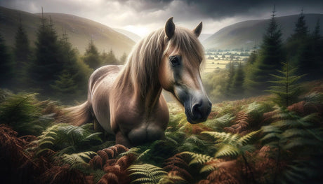 Horse Mural Wallpaper creating a stunning focal point in a modern living room with natural light highlighting the mountain scenery