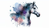 Watercolor horse wall mural design file showing detailed pattern and color composition