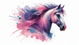 Horse mural wallpaper design file showing detailed watercolor art pattern with flowing colors