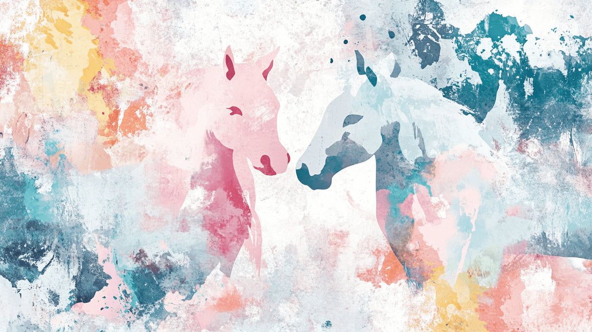 Watercolor Horse design file showing detailed pink and blue artistic pattern