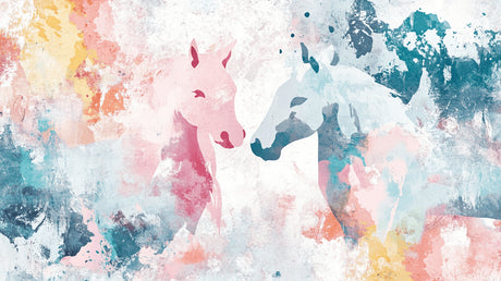 Watercolor Horse design file showing detailed pink and blue artistic pattern