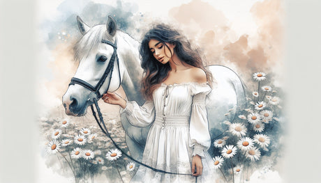 Watercolor horse wallpaper design file showing detailed floral pattern and soft color palette