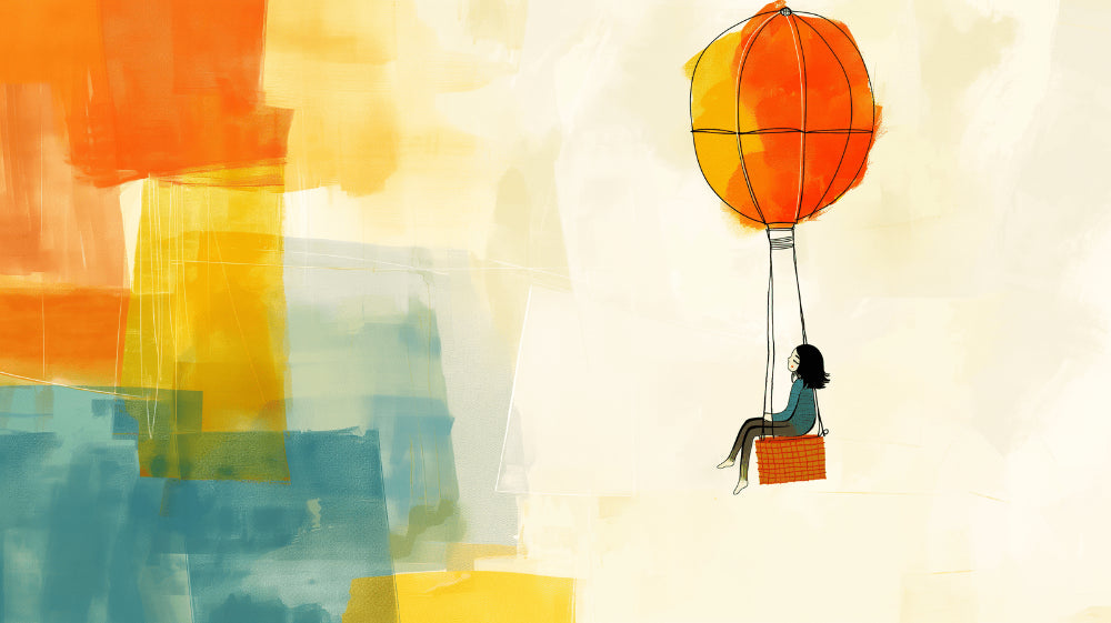 Hot air balloon watercolor wallpaper design file showing detailed abstract pattern and color palette