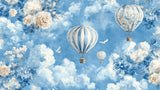 Hot air balloon wallpaper design file showing detailed floral clouds and vintage balloon pattern