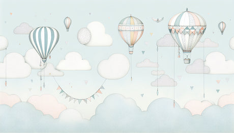 Hot air balloon design file showing detailed pastel pattern with floating balloons and gentle clouds