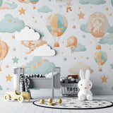 Hot air balloon design featured in a modern kids bedroom setting