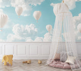Hot air balloon wall design making a small room feel bigger and brighter