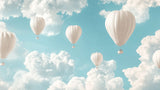Hot air balloon and cloud pattern design file showing detailed sky elements and soft color blend