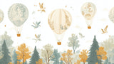 Hot air balloon and forest design file showing detailed birds and balloon pattern