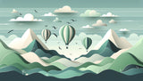 Hot air balloon design file with mountain landscape pattern showing detailed balloon and peak elements