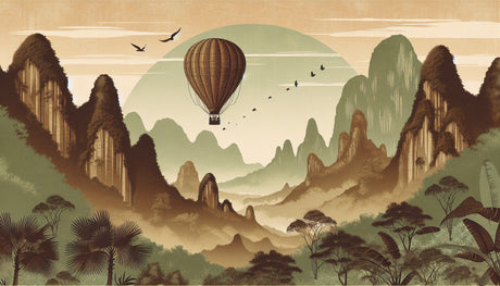 Hot air balloon and mountain design file showing detailed pattern and color scheme