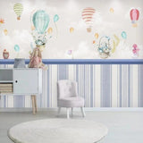 Hot air balloon design file showing detailed pastel pattern with floating animals and striped balloons