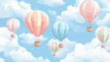 Hot air balloon design file showing detailed pastel pink and blue pattern with floating clouds