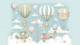 Hot air balloon wallpaper design file showing pastel sky pattern with floating bears and vintage balloons