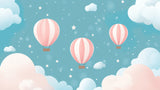 Hot air balloon design file showing detailed pink balloons floating through starry blue skies