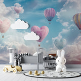 Hot air balloon wallpaper bringing magic to a teenage girl's bedroom