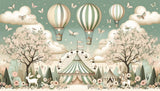 Papier Peint Mural Montgolfière | Scène Fantaisie Cirque Vintage