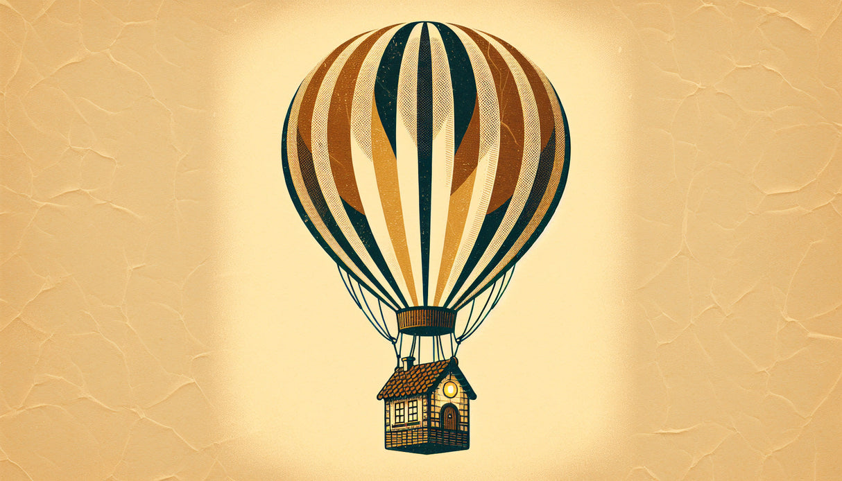 Hot air balloon vintage stripes design file showing full pattern and rich color detail