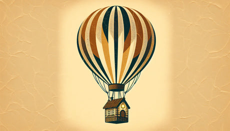 Hot air balloon vintage stripes design file showing full pattern and rich color detail