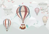 Hot air balloon wallpaper design file showing detailed pattern with vintage balloons and gentle clouds