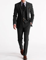 Classic Tweed Three Piece Suit  Brown Herringbone Wool Blend - Product detail 6