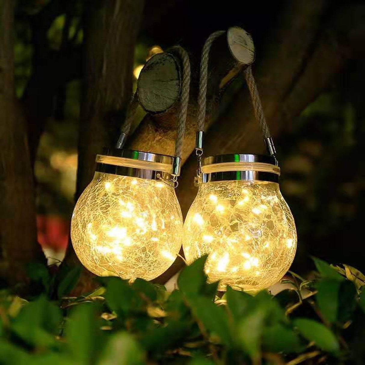 Solar Garden Light  Crackle Glass Hanging Lantern - Product detail 5