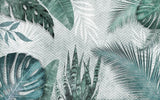 Tropical Mural Wallpaper | Green Monstera and Palm Leaves Pattern