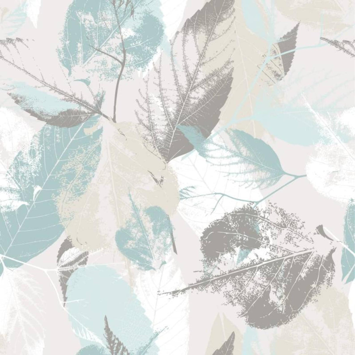 Foliage Mural Wallpaper | Mint and Grey Scandinavian Design