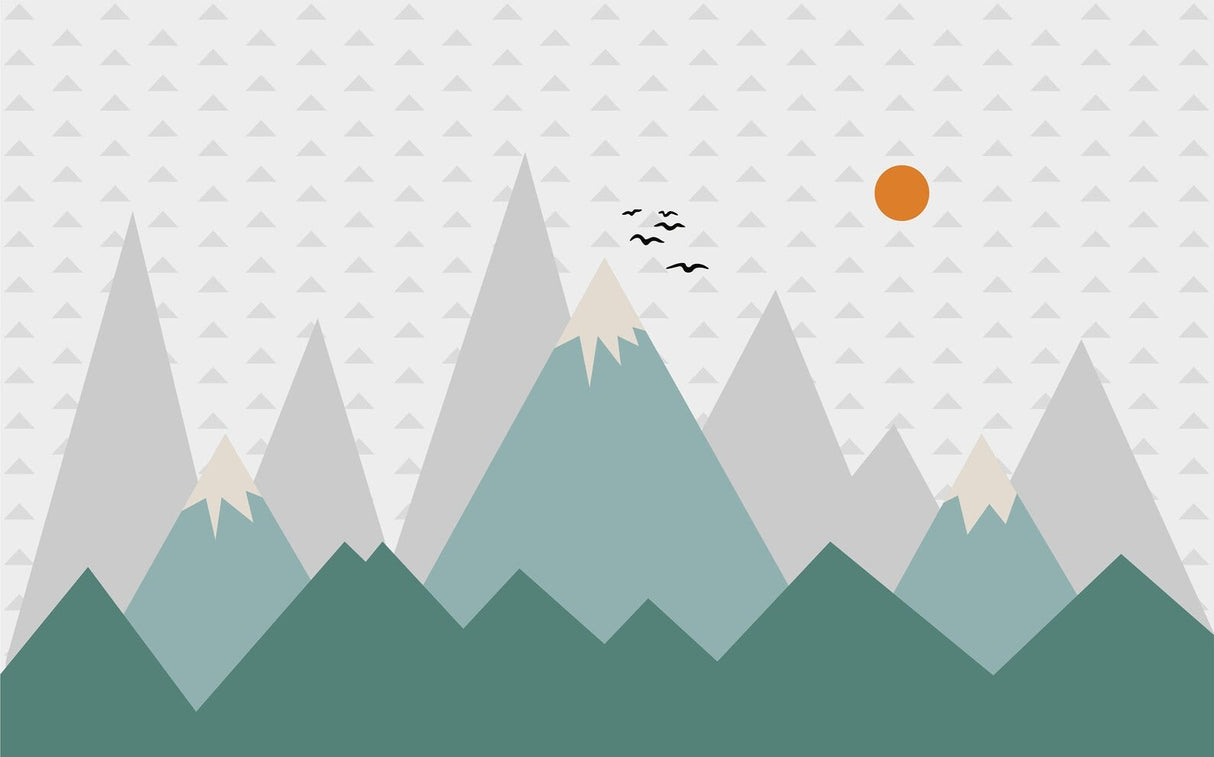 Mountain Mural Wallpaper | Nordic Landscape with Sunset