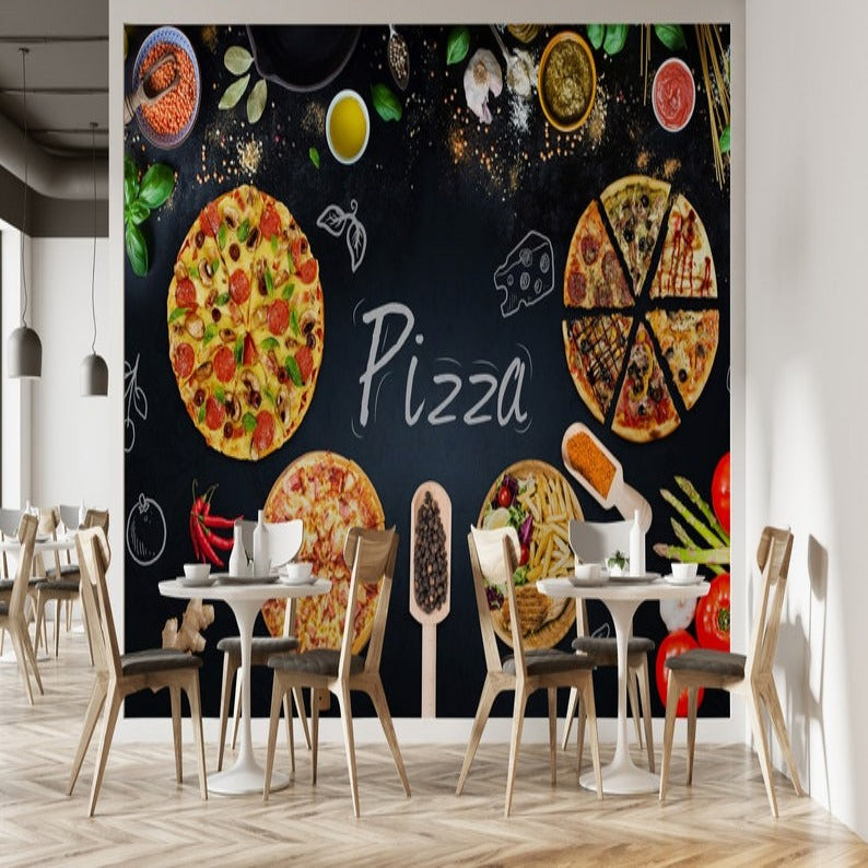 Food Mural Wallpaper | Italian Pizza Kitchen Design