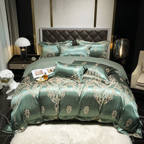 Luxury Egyptian Cotton Bedding Set  Silk Blue Butterfly Pattern - Product example