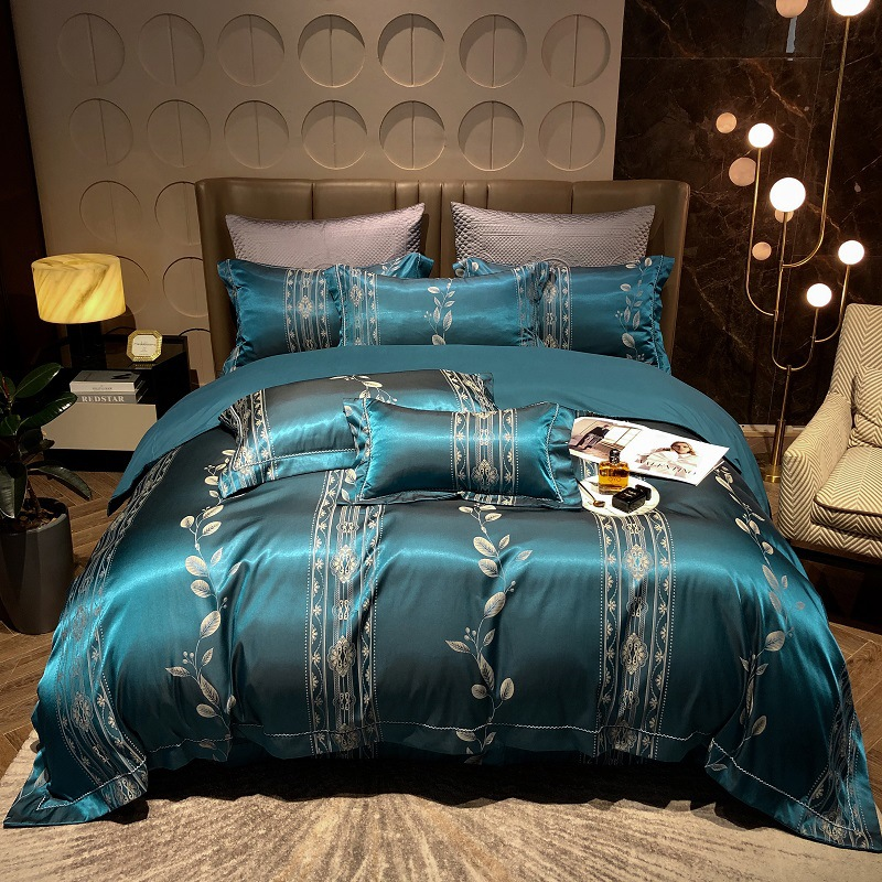 Luxury Egyptian Cotton Bedding Set  Silk Blue Butterfly Pattern - Product detail 4