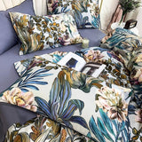 Tropical Floral Duvet Cover  Egyptian Cotton Botanical Print - Detailed view