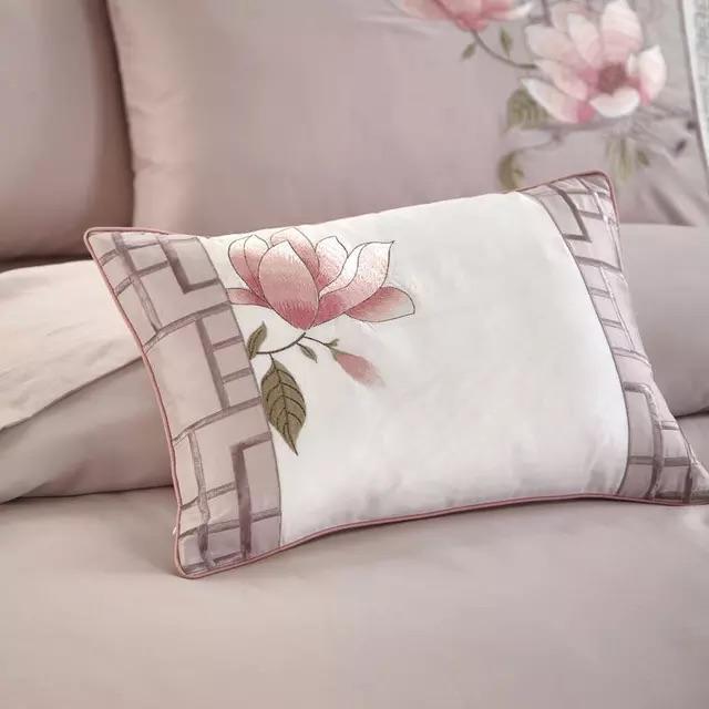 Floral Cotton Bedding Set  Pink Cherry Blossom Design - Detailed view