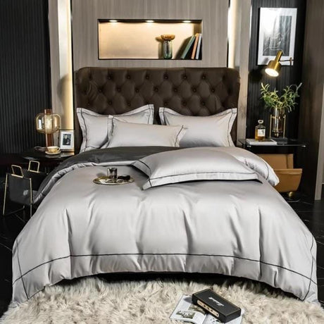 Egyptian Cotton Bedding Set  Premium Silver Trim Design - Product detail 8