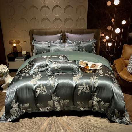 Luxury Egyptian Cotton Bedding Set  Silk Blue Butterfly Pattern - Product detail 7