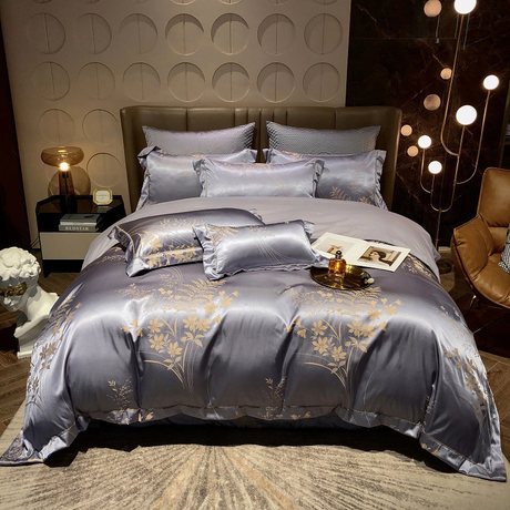 Luxury Egyptian Cotton Bedding Set  Silk Blue Butterfly Pattern - Product detail 8