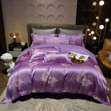 Luxury Egyptian Cotton Bedding Set  Silk Blue Butterfly Pattern - Product detail 5