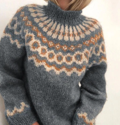 Nordic Fair Isle Sweater  Vintage Moss Green Pattern - Product detail 5
