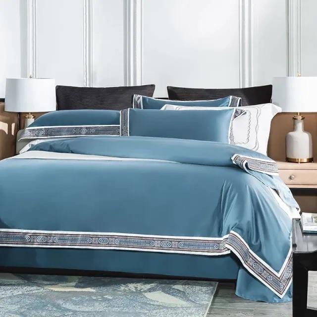 Egyptian Cotton Duvet Set  Premium Bedding With Decorative Border - Product example