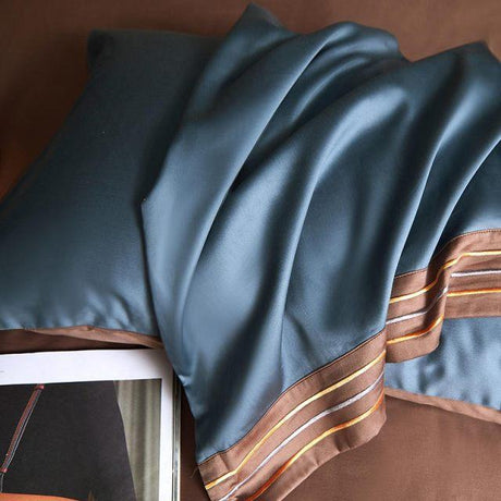 Egyptian Cotton Duvet Cover  Blue Luxury Bedding Set - Product detail 10