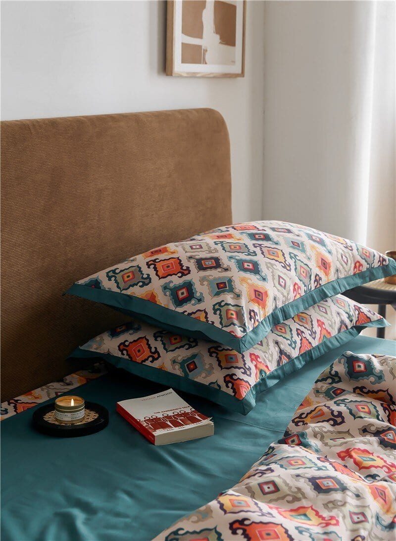 Egyptian Cotton Duvet Set  Ethnic Ikat Diamond Pattern - Product example