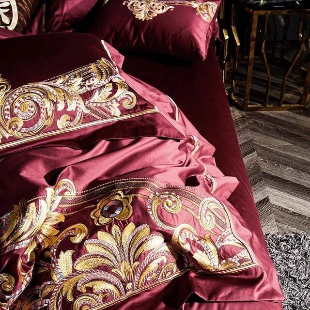Luxury Egyptian Cotton Duvet Set  Baroque Gold Embroidered Design - Product detail 5